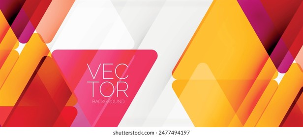 Abstract background. Color transparent triangles in mosaic style with shadow lines. Design for website headers, social media posts, digital art displays, presentations, branding elements, wallpapers