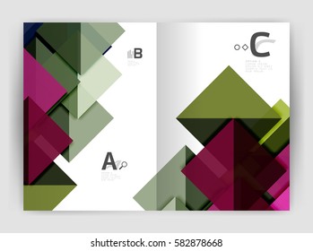 Abstrakter Hintergrund mit Farbdreiecken, Jahresbericht-Hintergrund. Vektordesign für das Workflow-Layout, Diagramm, Zahlenoptionen oder Webdesign