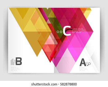 Fondo abstracto con triángulos de color, fondo anual de impresión de informes. Diseño de vectores para diseño de flujo de trabajo, diagrama, opciones de número o diseño web