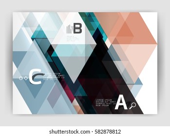 Fondo abstracto con triángulos de color, fondo anual de impresión de informes. Diseño de vectores para diseño de flujo de trabajo, diagrama, opciones de número o diseño web