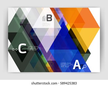 Abstract background with color triangles, annual report print backdrop. Vector design for workflow layout, diagram, number options or web design