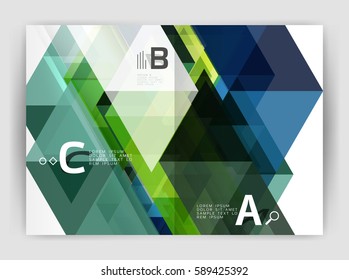 Abstract background with color triangles, annual report print backdrop. Vector design for workflow layout, diagram, number options or web design