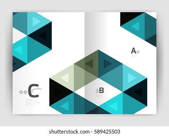 Fondo abstracto con triángulos de color, fondo anual de impresión de informes. Diseño de vectores para diseño de flujo de trabajo, diagrama, opciones de número o diseño web