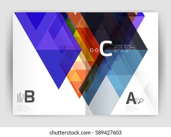 Abstract background with color triangles, annual report print backdrop. Vector design for workflow layout, diagram, number options or web design