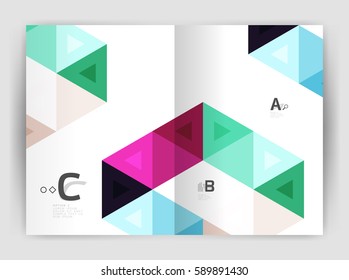 Fondo abstracto con triángulos de color, fondo anual de impresión de informes. Diseño de vectores para diseño de flujo de trabajo, diagrama, opciones de número o diseño web