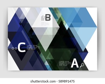 Fondo abstracto con triángulos de color, fondo anual de impresión de informes. Diseño de vectores para diseño de flujo de trabajo, diagrama, opciones de número o diseño web