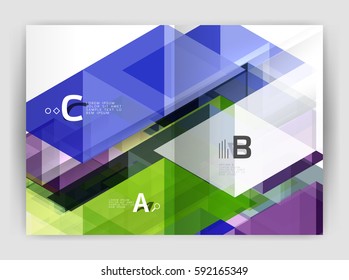 Fondo abstracto con triángulos de color, fondo anual de impresión de informes. Diseño de vectores para diseño de flujo de trabajo, diagrama, opciones de número o diseño web