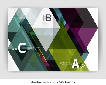 Fondo abstracto con triángulos de color, fondo anual de impresión de informes. Diseño de vectores para diseño de flujo de trabajo, diagrama, opciones de número o diseño web