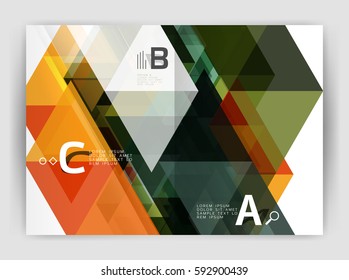 Abstract background with color triangles, annual report print backdrop. Vector design for workflow layout, diagram, number options or web design