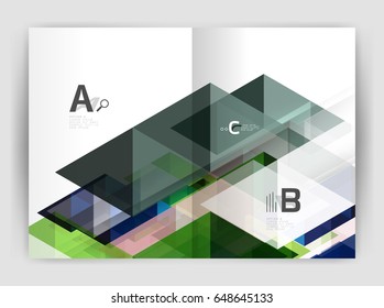 Abstrakter Hintergrund mit Farbdreiecken, Jahresbericht-Hintergrund. Vektordesign für das Workflow-Layout, Diagramm, Zahlenoptionen oder Webdesign