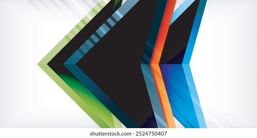 Composição abstrata de triângulos e setas de cor de fundo. Ilustração vetorial para papel de parede, banner, plano de fundo, cartão, ilustração de livro, página inicial