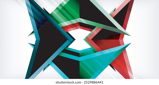 Composição abstrata de triângulos e setas de cor de fundo. Ilustração vetorial para papel de parede, banner, plano de fundo, cartão, ilustração de livro, página inicial
