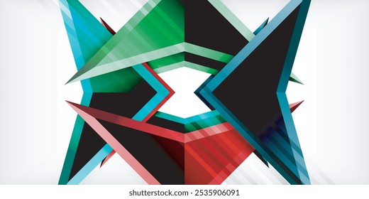Composição abstrata de triângulos e setas de cor de fundo. Ilustração vetorial para papel de parede, banner, plano de fundo, cartão, ilustração de livro, página inicial