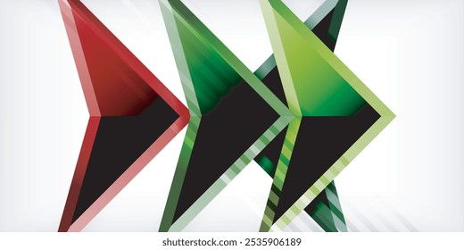 Composição abstrata de triângulos e setas de cor de fundo. Ilustração vetorial para papel de parede, banner, plano de fundo, cartão, ilustração de livro, página inicial