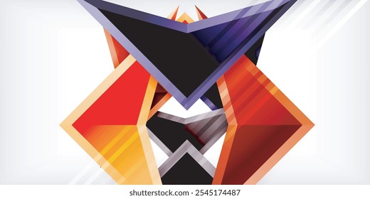 Composição abstrata de triângulos e setas de cor de fundo. Ilustração vetorial para papel de parede, banner, plano de fundo, cartão, ilustração de livro, página inicial