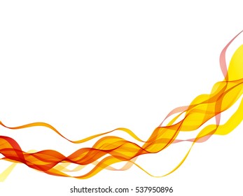 Abstract background with color waves. Background with abstraction of yellow and red wavy lines on white
