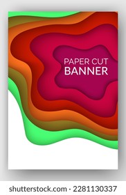 Abstrakter Hintergrund mit Farbwellen, Illustration aus Papier mit flüssigen Figuren. Dynamische Farbformen. Vektordesign-Layout für Bannerpräsentationen, Geschäftsflyer, Poster und Einladungen
