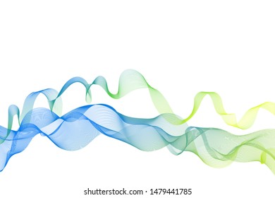 Abstract background with color waves, vector illustration. 3d rendering of a blue transparent computer generated cloth.