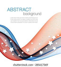 Abstract background with color waves and white stars