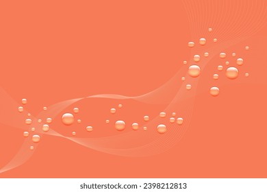 Abstract background of the color of the year 2024 with delicate waves of orange-pink shade Peach Fluff. Apricot Crush background, vector