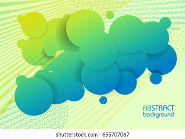 Abstract background of colored bubbles, textural new design, blurred forms with shadows, place for text, business background.