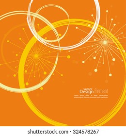 Abstract background with colored circles and curls. 