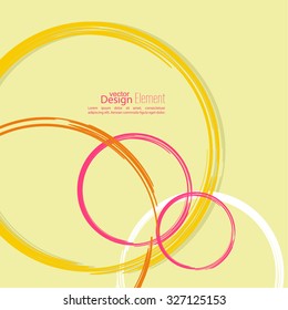 Abstract background with colored circles and curls. 