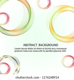 Abstract background with colored circles, designer wave lines