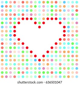 Abstract Background with colored Circles and Heart frame. Vector illustration.