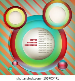 Abstract background with colored circles and rings, 3d effect