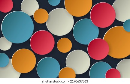 Abstract background with colored circles and shadows. Banner with circles. Vector illustration