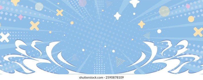 Abstract background with colored circles and stars. Vector illustration. Banner.
