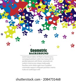 Abstract background of colored confetti stars, poster design element