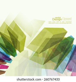 Abstract background with colored crystals, trellis structure. 