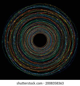 Fondo abstracto con curvas de color sobre negro.