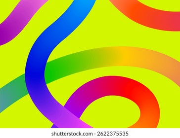 Abstract background with colored dynamic linear waves and circular design elements