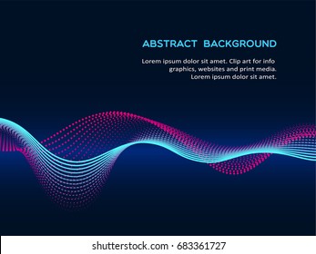 Abstract background with a colored dynamic waves, lines and particles. Vector illustration.