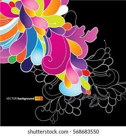Abstract background with colored flowers 