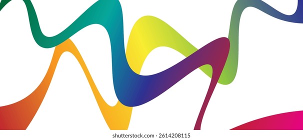 Abstract background with colored gradient lines and waves. Vector illustration of background