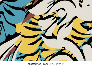abstract background colored grunge texture chaotic brush strokes and paint brushes
