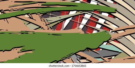 abstract background colored grunge texture chaotic brush strokes and paint brushes
