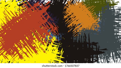 abstract background colored grunge texture chaotic brush strokes and paint brushes
