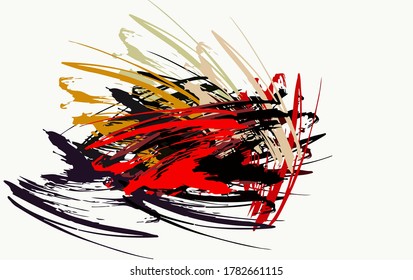 abstract background colored grunge texture chaotic brush strokes and paint brushes
