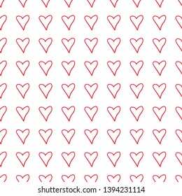 Abstract background with colored hearts. Seamless texture with love signs. Print for design