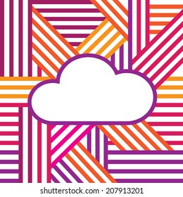 Abstract background. Colored intersecting lines with white cloud. Rainbow. Vector.
