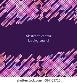 Abstract background with colored rectangles with rounded corners. Mosaic pattern, pixel art.