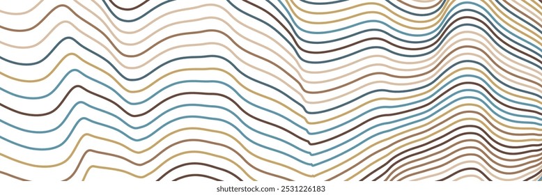 Abstract background.  Colored sinuous lines on a light background. Linear style for cover, poster and creative design