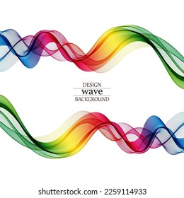 Abstract background of colored smooth lines transparent wave, design element