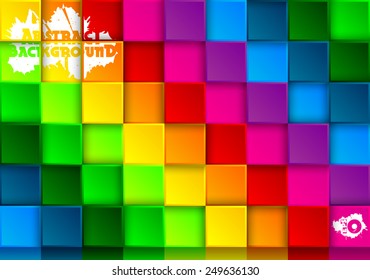 Abstract background of colored squares with shadows