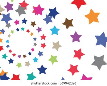 abstract background of colored stars on a white background